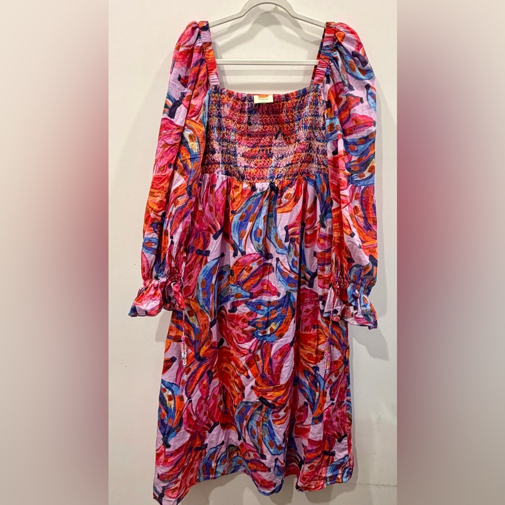 FARM Rio Multicolor Bananas Floral Maxi Dress - Pink, Red, Blue, Orange 💯 Cotton